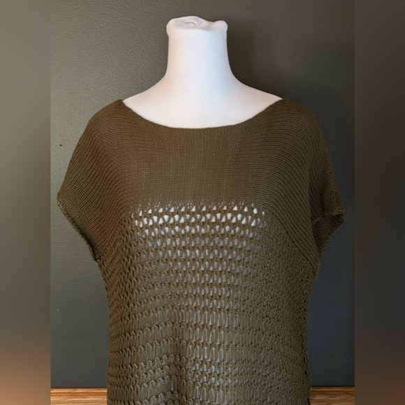 Polo Ralph Lauren Olive Loose Weave Fringe Sweater Top Size Small - Picture 4 of 10